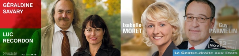 Elections fédérales 2011 canton de Vaud : Géraldine Savary, Luc Recordon, Guy Parmelin et Isabelle Moret aux Etats